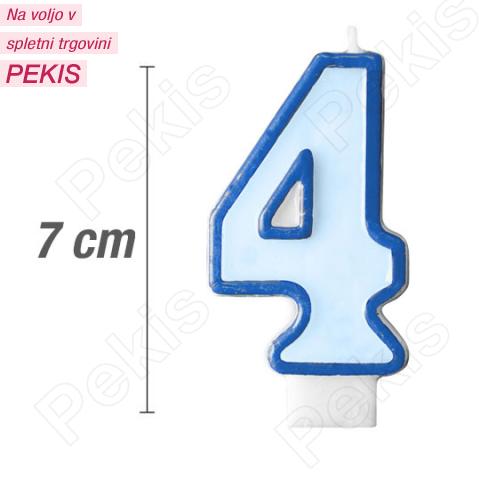 Svečka številka, Modra (7cm) št.4