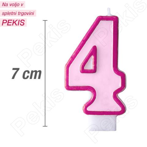 Svečka številka, Roza (7cm) št.4