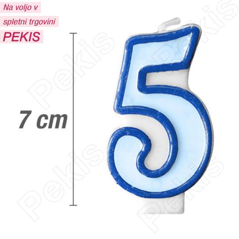 Svečka številka, Modra (7cm) št.5