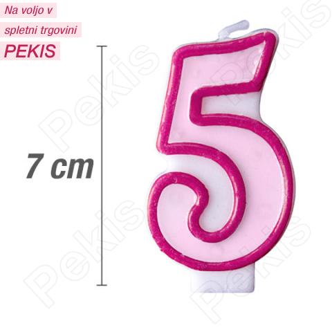 Svečka številka, Roza (7cm) št.5