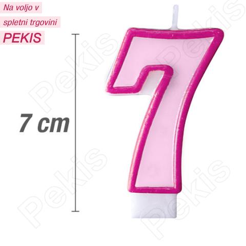 Svečka številka, Roza (7cm) št.7 Svečka številka, Roza (7cm) št.7