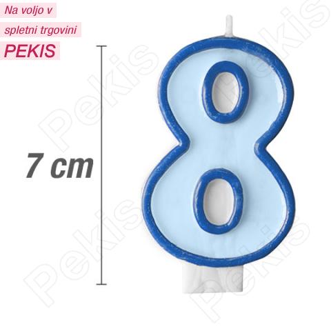 Svečka številka, Modra (7cm) št.8 Svečka številka, Modra (7cm) št.8