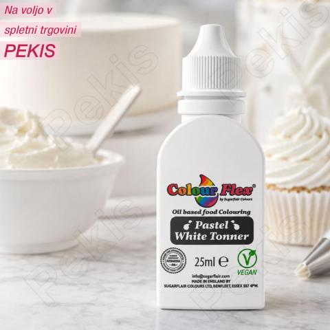 Pastelna bela barva na oljni osnovi (25 ml) za čokolado, ganache, masleno kremo