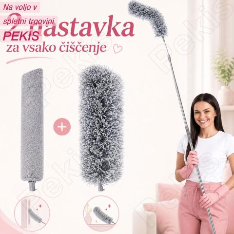 Teleskopska krtača z 2 nastavkoma za prah, pajčevine in težko dostopna mesta