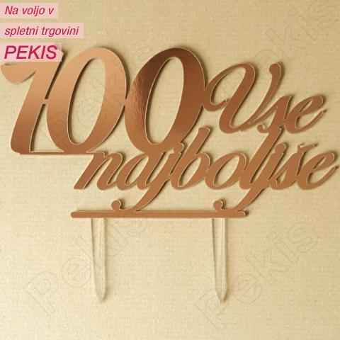 Topper za torto Vse najboljše 100 (pleksi steklo) Topper za torto Vse najboljše 100 (pleksi steklo)
