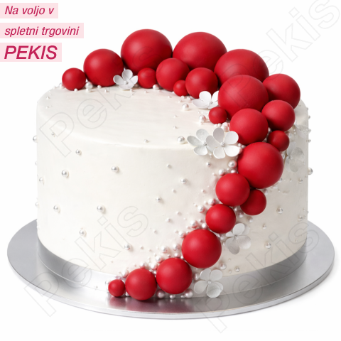 Topper kroglice za torto – rdeče (20 kosov)