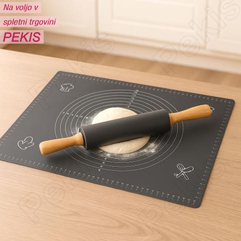 XXL silikonska podloga za testo z valjarjem – popoln komplet