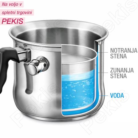 Posoda za mleko 2,5 L z dvojno steno in piščalko