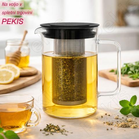 Borosilikatni stekleni vrč z infuzorjem za čaj in zeliščne napitke