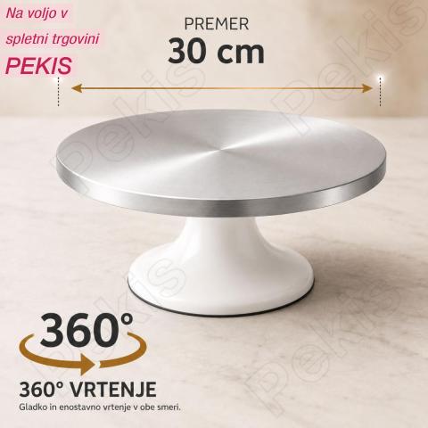 Kovinski vrtljivi podstavek za torte 30 cm iz nerjavečega jekla