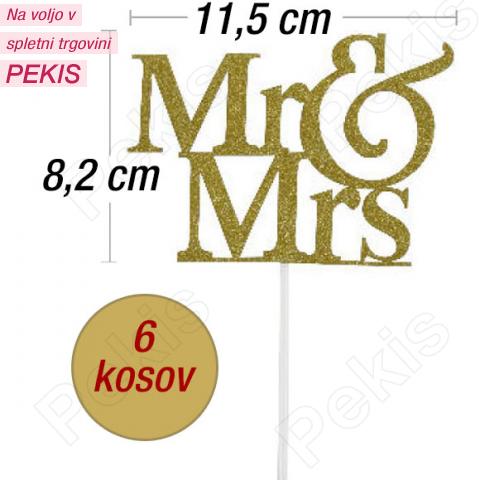 Dekoracija za muffine (6 kom) zlat Mr&Mrs