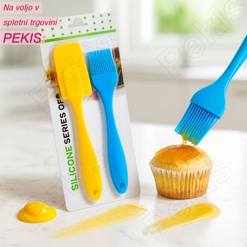 Silikonski komplet lopatice in čopiča (18 cm) – praktičen set za peko in kuhanje Silikonski komplet lopatice in čopiča (18 cm) – praktičen set za peko in kuhanje