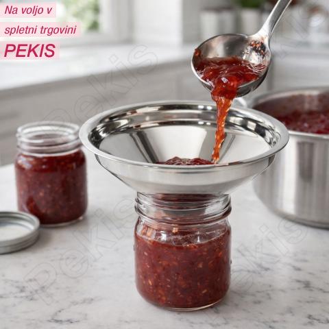 Kovinski lijak s širokim grlom za nalivanje v kozarce