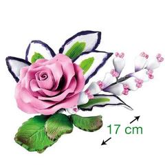 Sladkorni roza cvet (17cm) z listki
