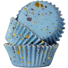 Folija papirčki za muffine Modri z zlatimi dodatki, 30 kom