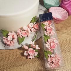 Sladkorni mini roza šopki cvetja (11,5cm) 4 kom
