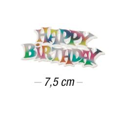 Topper za torto Happy Birthday 7,5 cm, Večbarvni