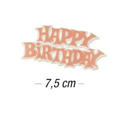 Topper za torto Happy Birthday 7,5 cm, Roza