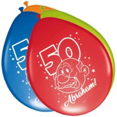 Mavrični baloni za 50. rojstni dan 30 cm, 8 kosov, abraham