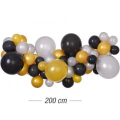 Lok iz balonov (Srebrn-zlat-črn) 65 balonov