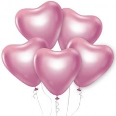 Baloni lepota in šarm (platinasto svetlo roza srčki) 6 kom