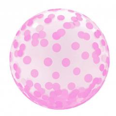 Prozoren balon (37 cm) roza konfeti