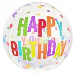 Prozoren balon (46cm) Happy Birthday