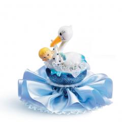 Figurica Štorklja (modra) z dojenčkom