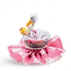 Figurica Štorklja (roza) z dojenčkom