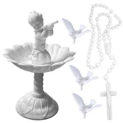 Komplet za torto Angel v fontani, rožni venec in 3 golobčki
