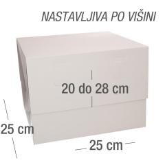 Wilton nastavljiva kartonska škatla za torte – 25 x 25 cm, višina 20–28 cm