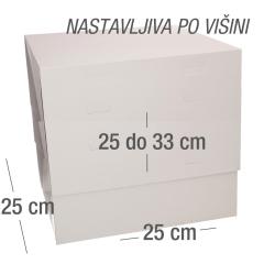 Wilton nastavljiva kartonska škatla za torte – 25 x 25 cm, višina 25–33 cm