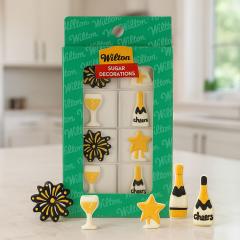 Wilton sladkorni okraski Peneče praznovanje za torte (8 kosov) Wilton sladkorni okraski Peneče praznovanje za torte (8 kosov)