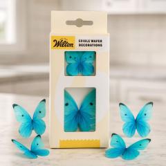 Užitni metuljčki in rožice iz hostije Wilton – Modri Ombre 8 kosov