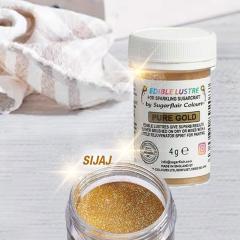 Sugarflair Glitter Lustre Pure Gold (Bleščeča Čista Zlata) barva v prahu
