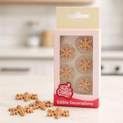 Dekoracija iz fondanta bronasto zlate snežinke, 12 kom Dekoracija iz fondanta bronasto zlate snežinke, 12 kom