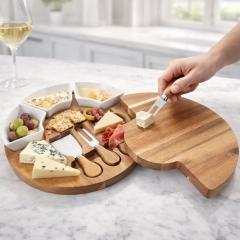 Zložljivi komplet akacijevih desk za sir – prefinjen trenutek ob kozarcu vina