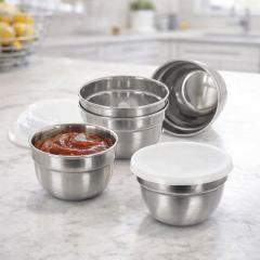 Skodelice za omako (4 kosi, Ø 8 cm) iz nerjavečega jekla s pokrovom