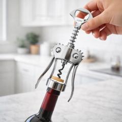 Kromiran kovinski odpirač za vino LUXY – eleganca brez napora