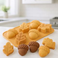 Silikonski model (listi in želodi) za 6 mafinov