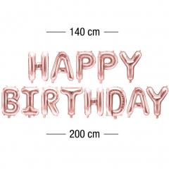 Folija baloni Happy Birthday (3,4 m) metalik roza/zlati