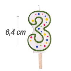 Svečka številka, Zelena (6,4cm) št.3