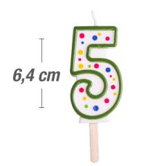 Svečka številka, Zelena (6,4cm) št.5