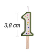 Svečka številka, Zelena (3,8cm) št.1