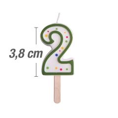 Svečka številka, Zelena (3,8cm) št.2