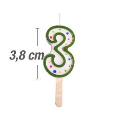 Svečka številka, Zelena (3,8cm) št.3