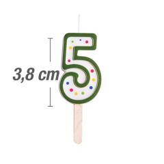 Svečka številka, Zelena (3,8cm) št.5