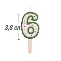 Svečka številka, Zelena (3,8cm) št.6