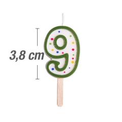 Svečka številka, Zelena (3,8cm) št.9