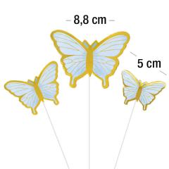 Metuljčki (modri ​​in zlati, 10 kom) Topperji za torto